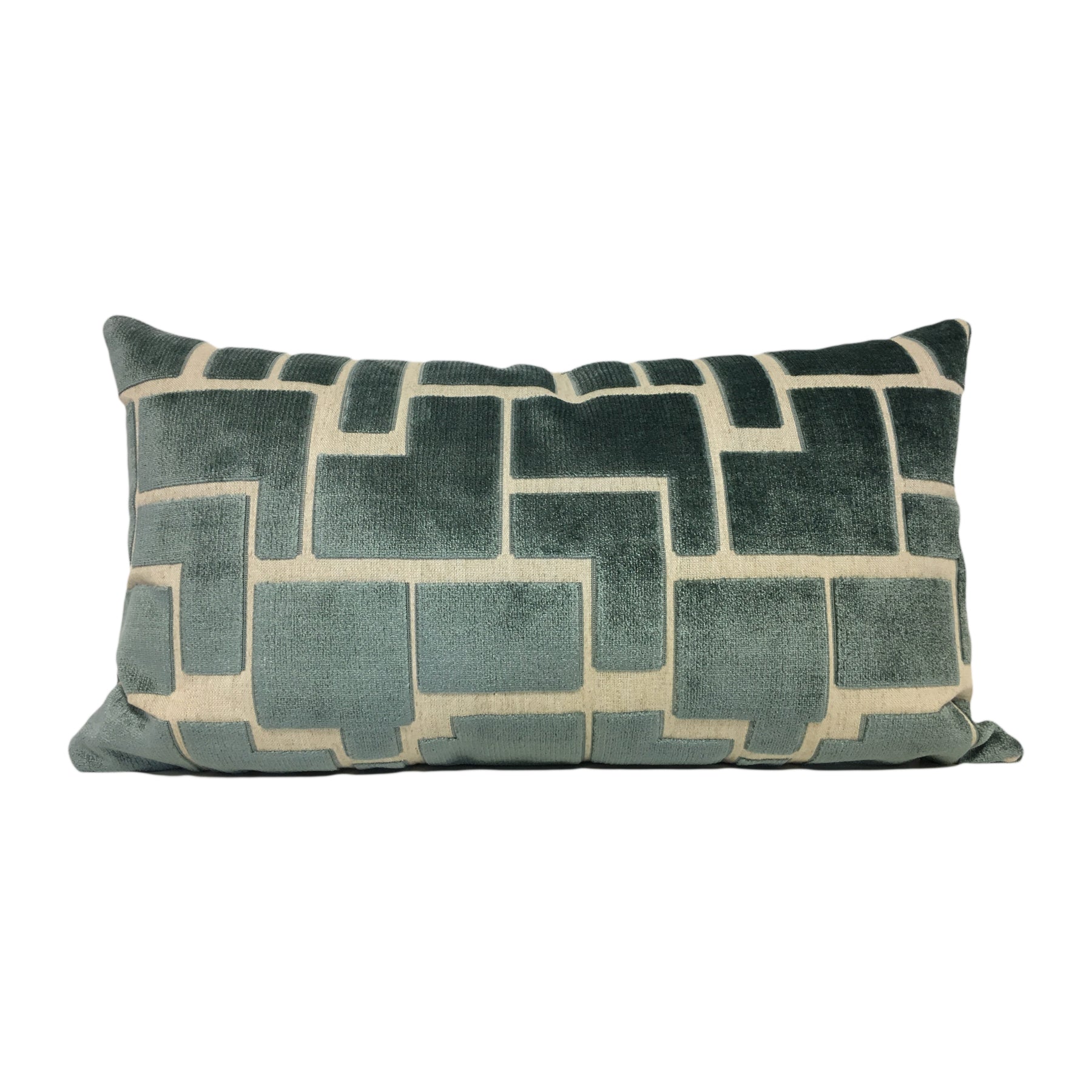 Aura H20 Teal Geometric Lumbar Pillow 12x22"