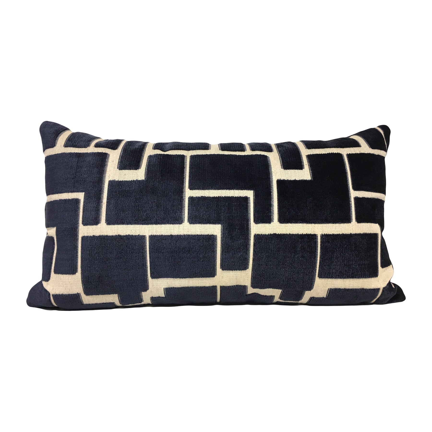 Aura Navy Geometric Lumbar Pillow 12x22"