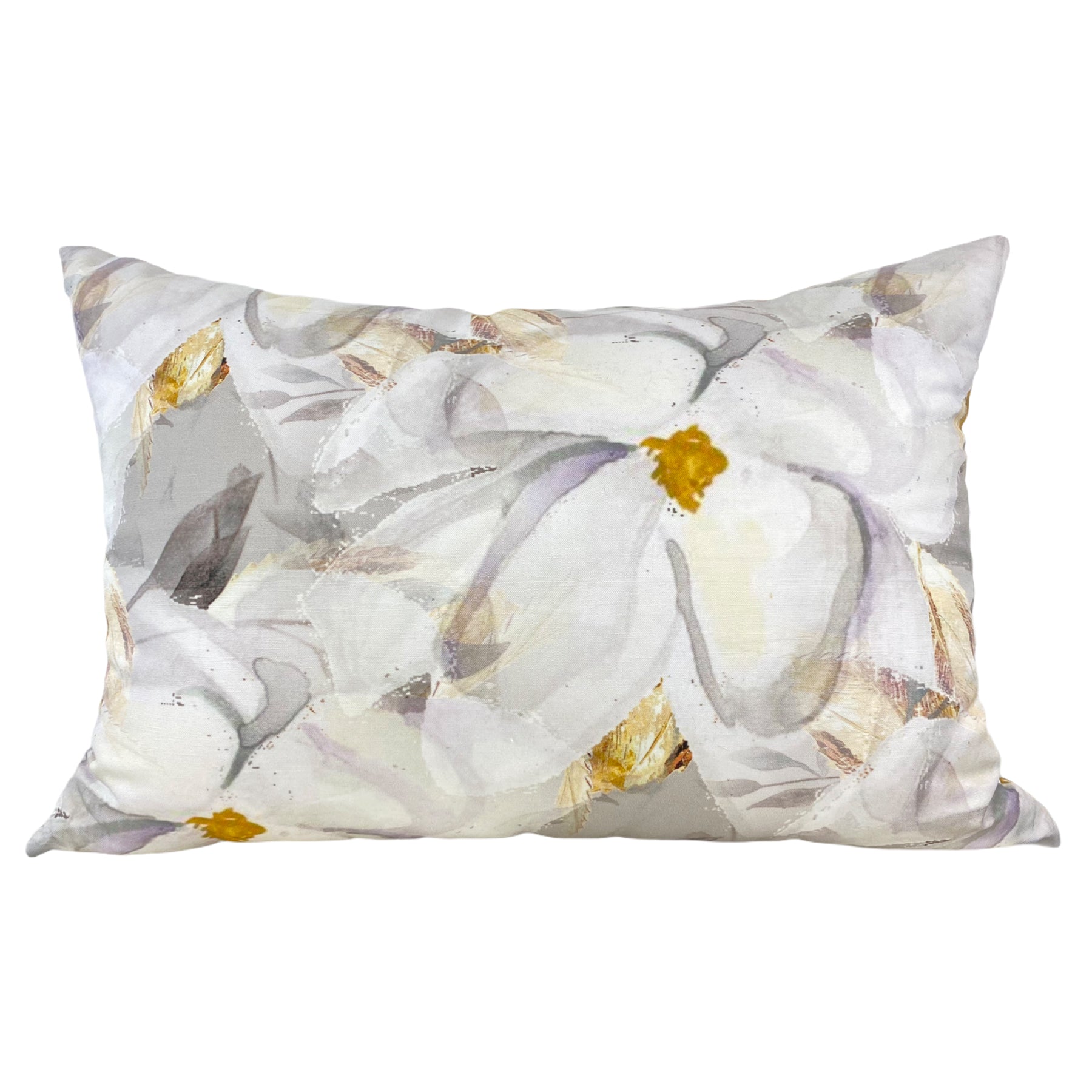 Brava White Flowers Throw Pillow 17x24"