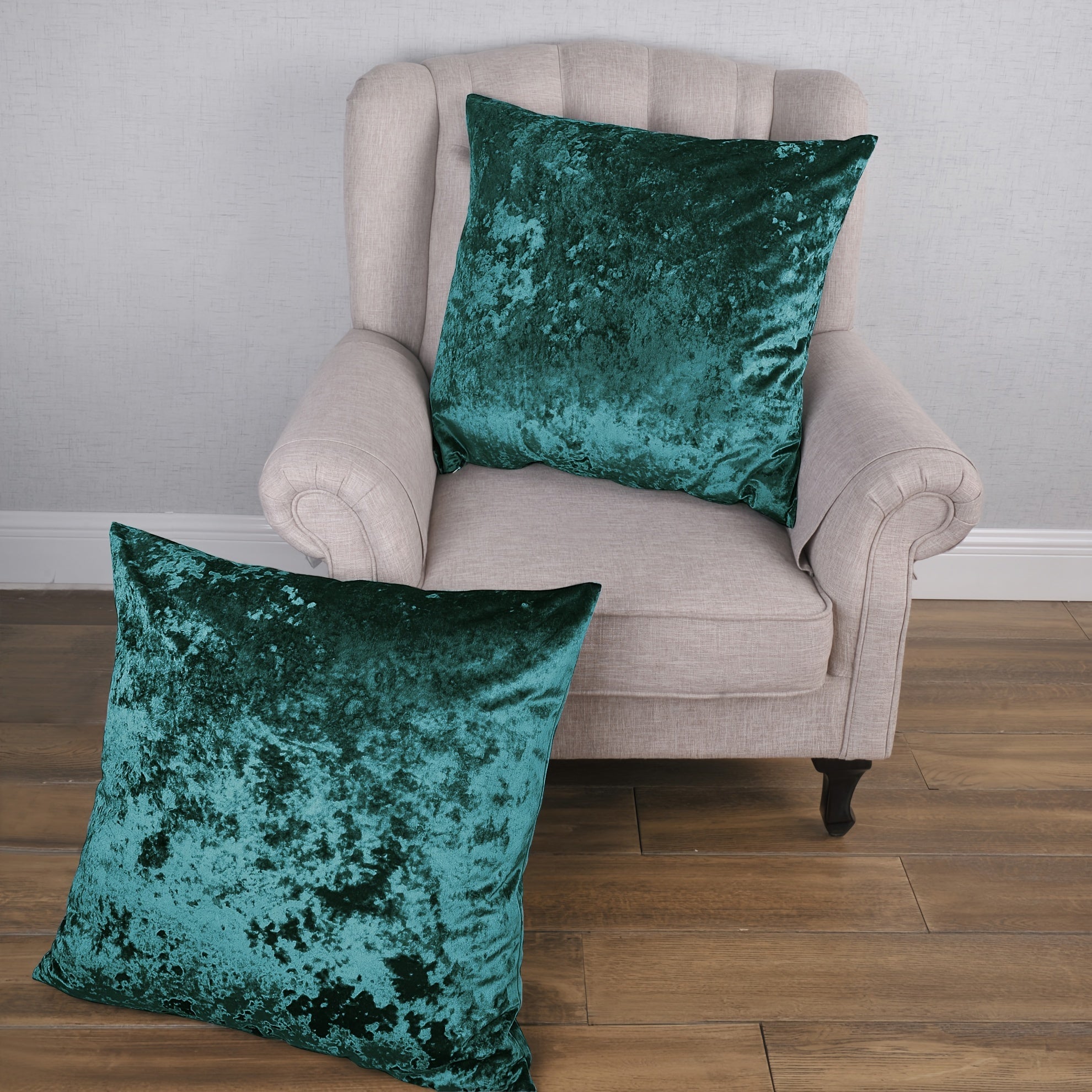 2pcs Crushed Velvet Fuzzy Soft Decorative Throw Pillow Covers Set with Double Sided (NO INSERT), Stylish Cushion Cover for Sofa Couch Chair Living Room Bedroom Decor