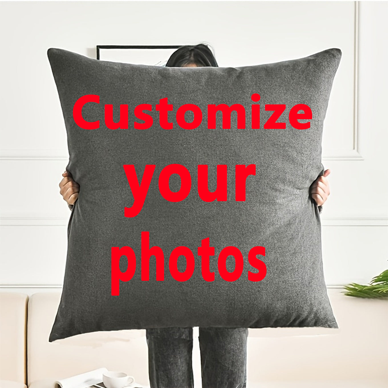 Large Custom Couple Pillow Cover - DIY Personalized Sofa Cushion Case, Modern Minimalist Design, Dual-Sided Print, No Insert Included, Polyester Fabric, Unique Home Decor for Halloween and Christmas Gifts, Pillows Decorative for Couch, Cushion Pillow,