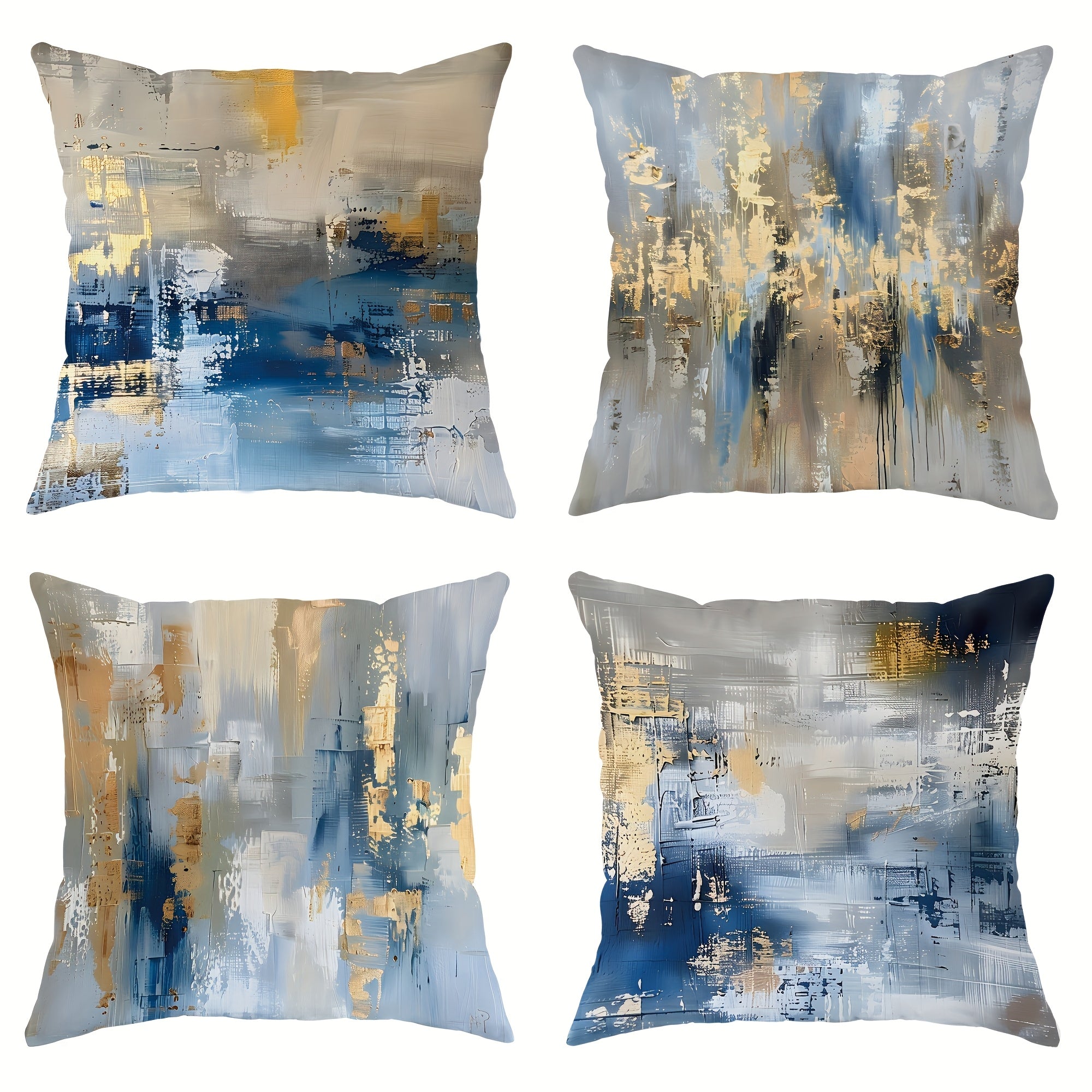 4pcs Modern Abstract Pattern Pillow Covers, Machine Washable, Zipper Closure, Polyester Fiber, Double-Sided Printed, Ideal for Car, Farmhouse, Bedroom, Living Room Sofa - Decorative Pillow Covers|Abstract Pattern Pillows|Polyester Fiber Pillows