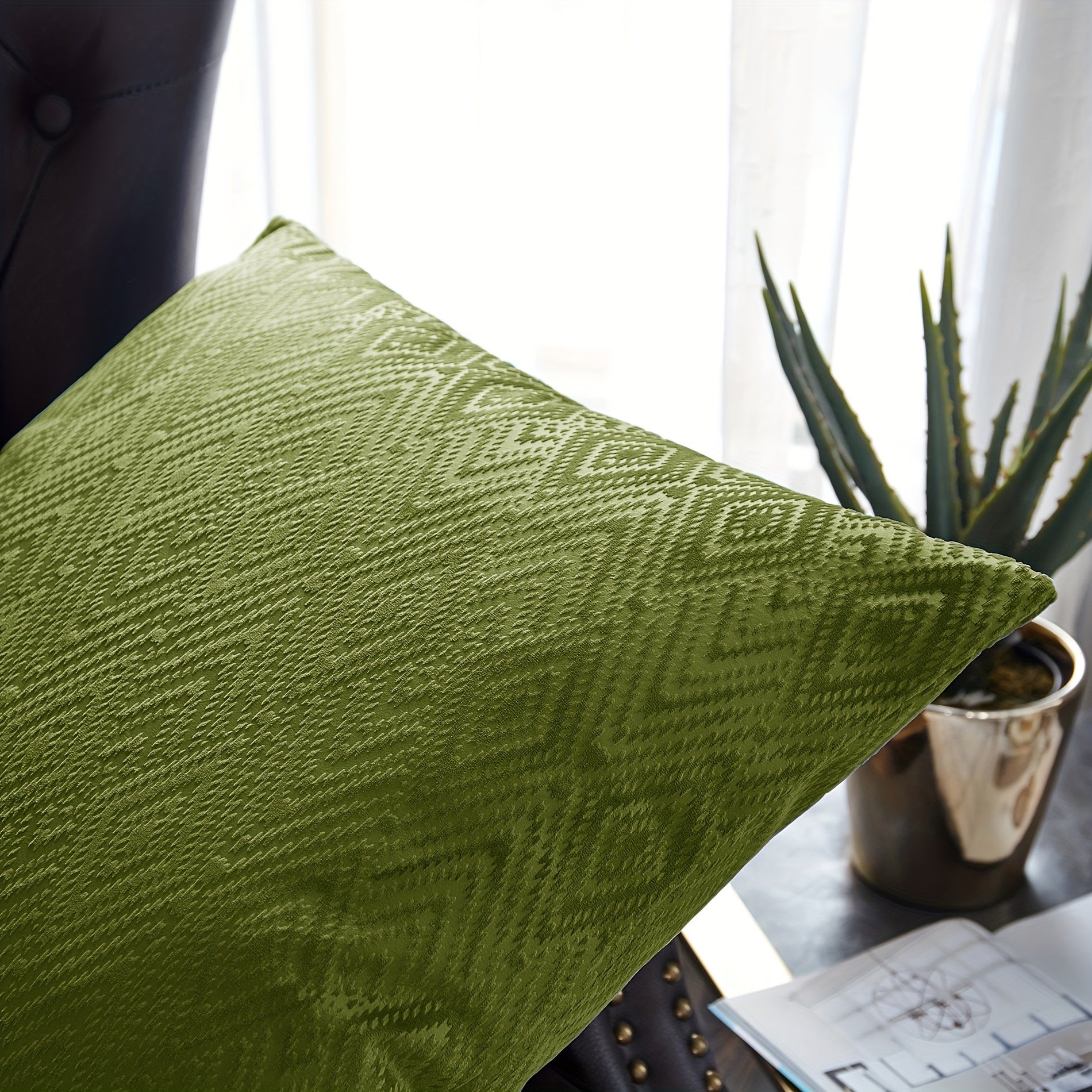 2pcs Ikat Velvet Soft Decorative Throw Pillow Covers Set with Double Sided (NO INSERT), Stylish Cushion Cover for Sofa Couch Chair Living Room Bedroom Decor