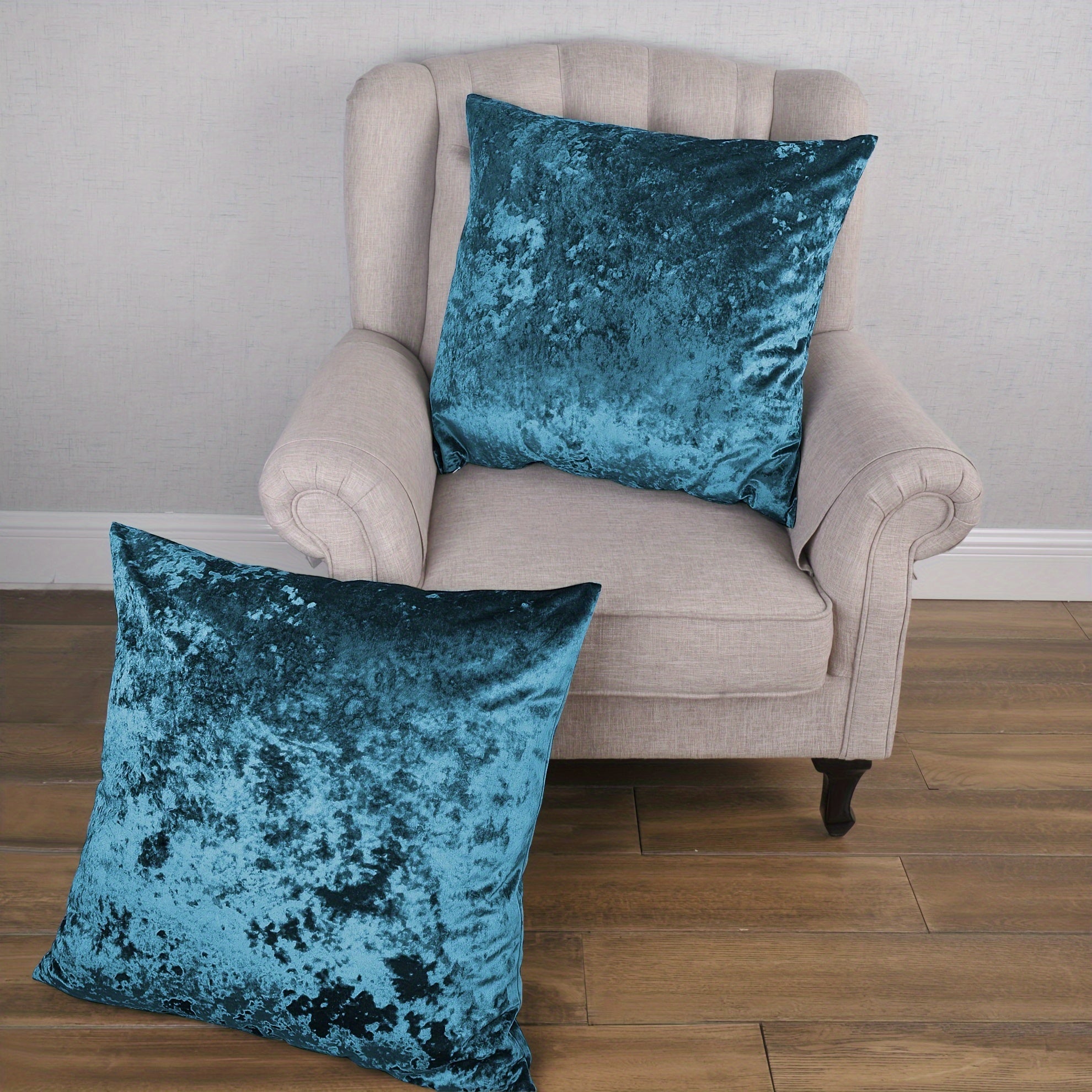 2pcs Crushed Velvet Fuzzy Soft Decorative Throw Pillow Covers Set with Double Sided (NO INSERT), Stylish Cushion Cover for Sofa Couch Chair Living Room Bedroom Decor