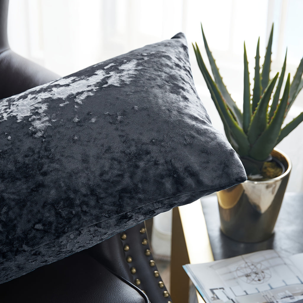2pcs Crushed Velvet Fuzzy Soft Decorative Throw Pillow Covers Set with Double Sided (NO INSERT), Stylish Cushion Cover for Sofa Couch Chair Living Room Bedroom Decor