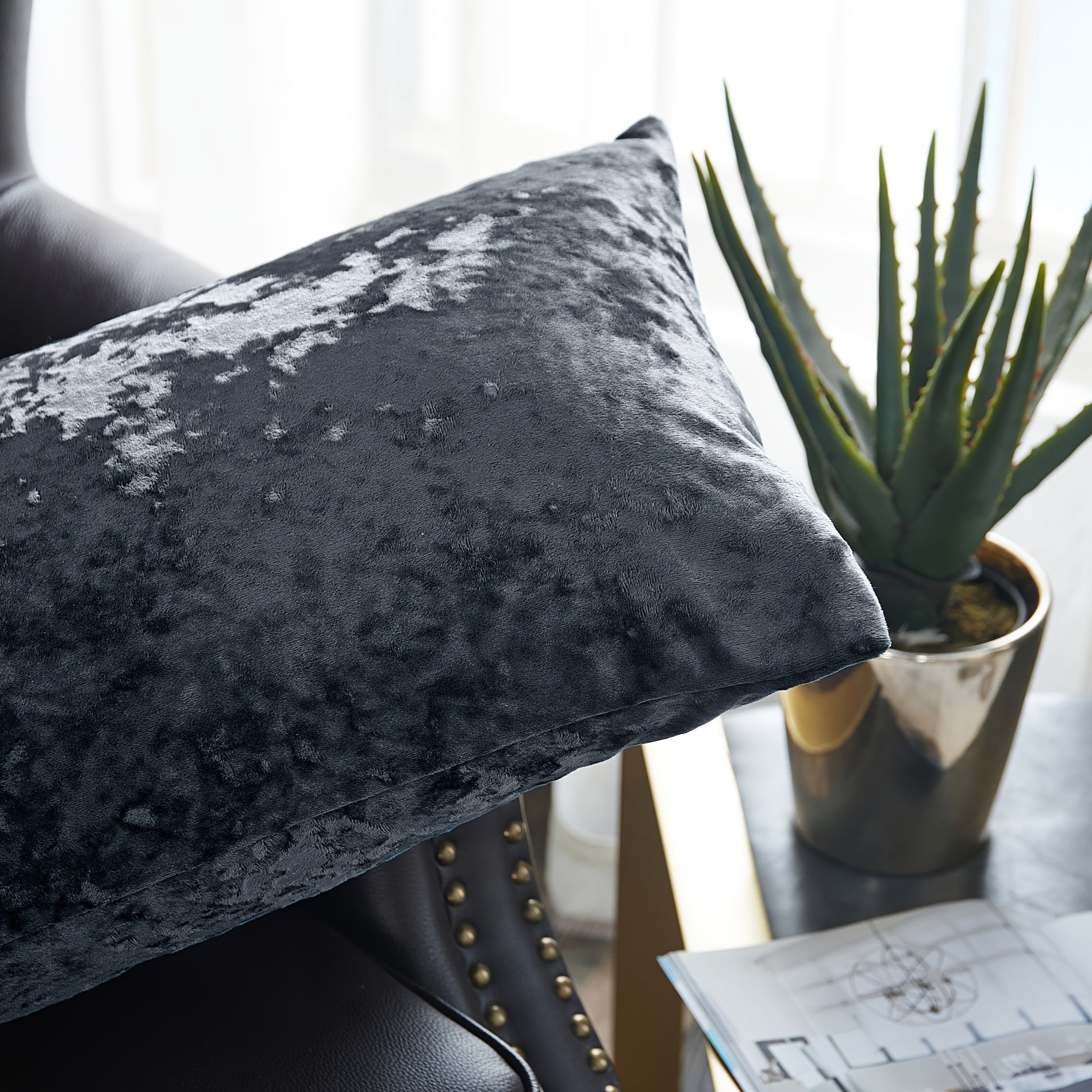 2pcs Crushed Velvet Fuzzy Soft Decorative Throw Pillow Covers Set with Double Sided (NO INSERT), Stylish Cushion Cover for Sofa Couch Chair Living Room Bedroom Decor