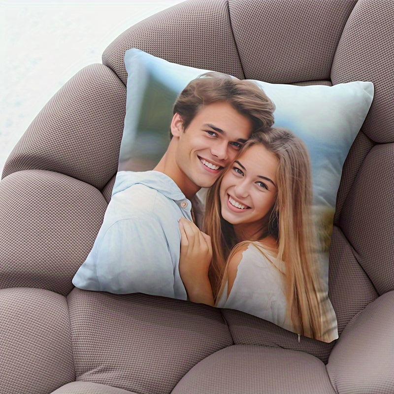 Large Custom Couple Pillow Cover - DIY Personalized Sofa Cushion Case, Modern Minimalist Design, Dual-Sided Print, No Insert Included, Polyester Fabric, Unique Home Decor for Halloween and Christmas Gifts, Pillows Decorative for Couch, Cushion Pillow,