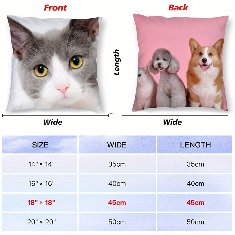 [Custom Pet Pillow] 1pc Custom Double-Sided Personalized Pillowcase | Cat & Dog Photo Print, Industrial Style Home Decor, Machine Washable Zipper Closure | Unique Gift for Pet Lovers, Anniversary, Birthday, Valentine's Day
