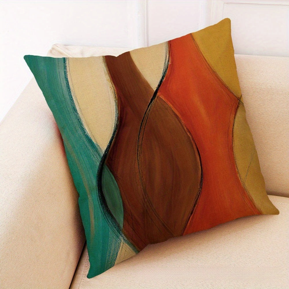 4pcs Abstract Geometric Print Zipper Pillow Covers - Double-Sided Polyester, Vibrant Colorful Design for Living Room, Bedroom, Sofa Decor (No Insert), Decorative Pillows | Modern Home Decor | Zipper Closure, Decorative Pillows for Living Room