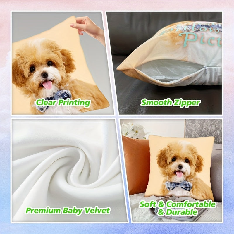 [Custom Pet Pillow] 1pc Custom Double-Sided Personalized Pillowcase | Cat & Dog Photo Print, Industrial Style Home Decor, Machine Washable Zipper Closure | Unique Gift for Pet Lovers, Anniversary, Birthday, Valentine's Day