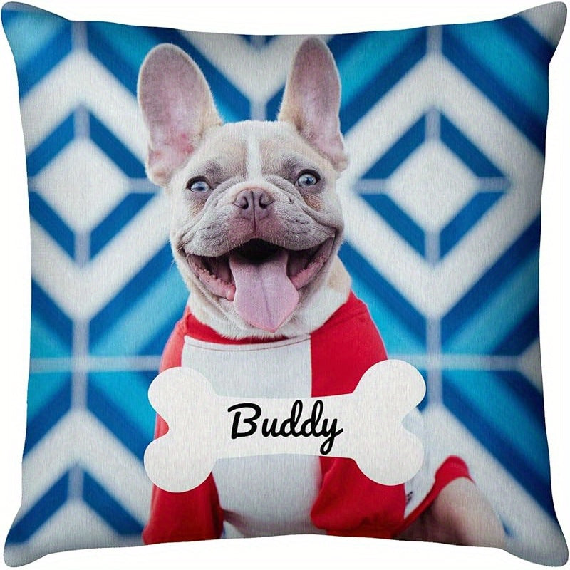 1pc Personalized Photo Pillow - Custom Couple, Pet Portrait, or Text - Dual-Sided Printing with Matching Back - Valentine's, Anniversary, Birthday Gift - Removable Zipper Closure - Machine Washable Polyester Cushion Case - Fits 18x18 Inserts - Home Decor