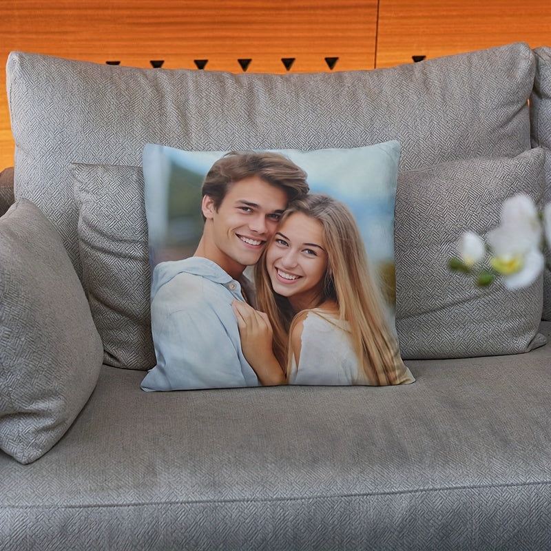 Large Custom Couple Pillow Cover - DIY Personalized Sofa Cushion Case, Modern Minimalist Design, Dual-Sided Print, No Insert Included, Polyester Fabric, Unique Home Decor for Halloween and Christmas Gifts, Pillows Decorative for Couch, Cushion Pillow,
