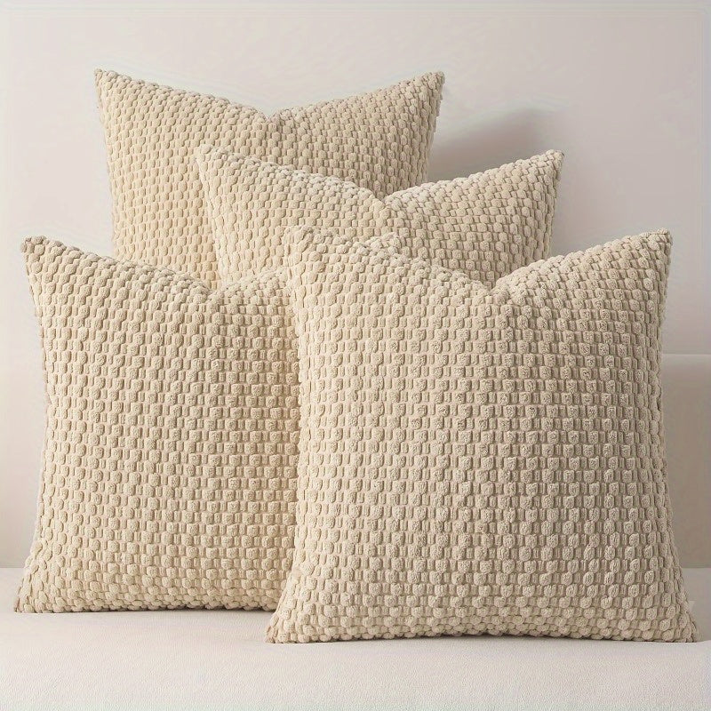 4 Soft Velvet Modern Double-sided Design Sofa Pillowcases, Office Chair Backrest Pillowcases, Bedside Cushion Covers, and Machine-washable Sofa and Bed Decorative Cushion Covers