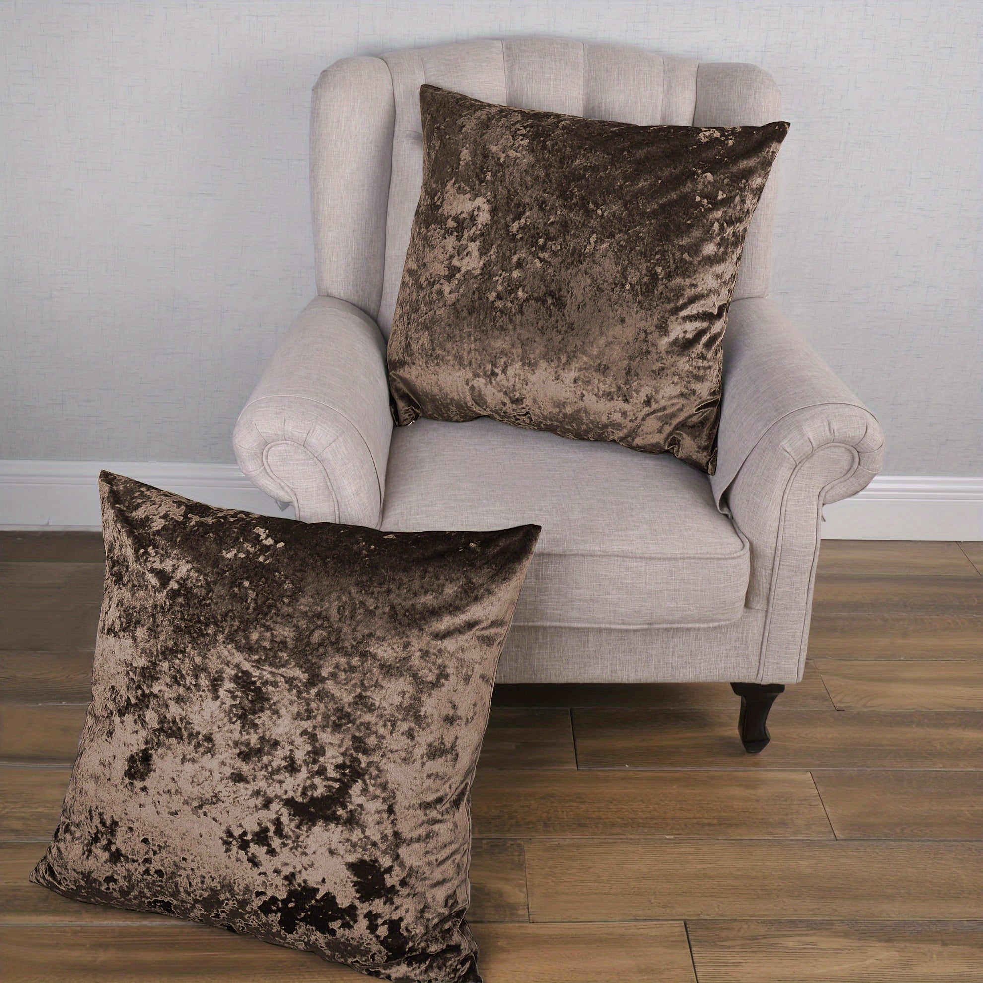 2pcs Crushed Velvet Fuzzy Soft Decorative Throw Pillow Covers Set with Double Sided (NO INSERT), Stylish Cushion Cover for Sofa Couch Chair Living Room Bedroom Decor