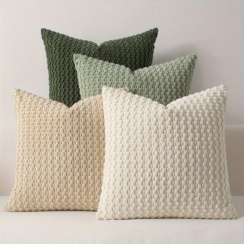 4 Soft Velvet Modern Double-sided Design Sofa Pillowcases, Office Chair Backrest Pillowcases, Bedside Cushion Covers, and Machine-washable Sofa and Bed Decorative Cushion Covers