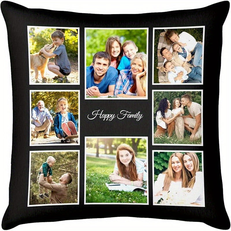 1pc Personalized Photo Pillow - Custom Couple, Pet Portrait, or Text - Dual-Sided Printing with Matching Back - Valentine's, Anniversary, Birthday Gift - Removable Zipper Closure - Machine Washable Polyester Cushion Case - Fits 18x18 Inserts - Home Decor