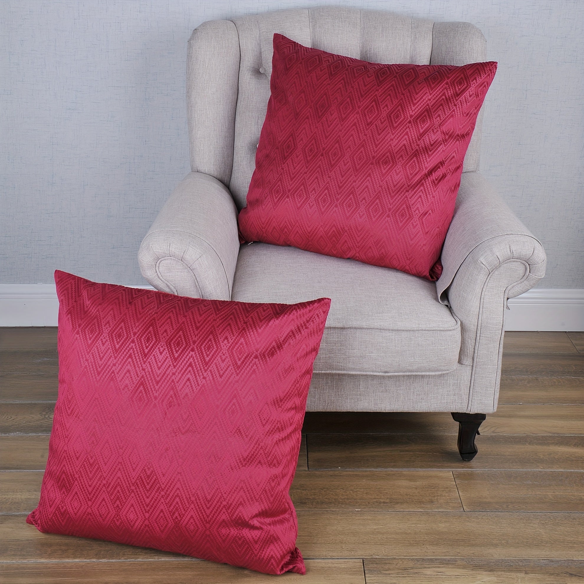 2pcs Ikat Velvet Soft Decorative Throw Pillow Covers Set with Double Sided (NO INSERT), Stylish Cushion Cover for Sofa Couch Chair Living Room Bedroom Decor