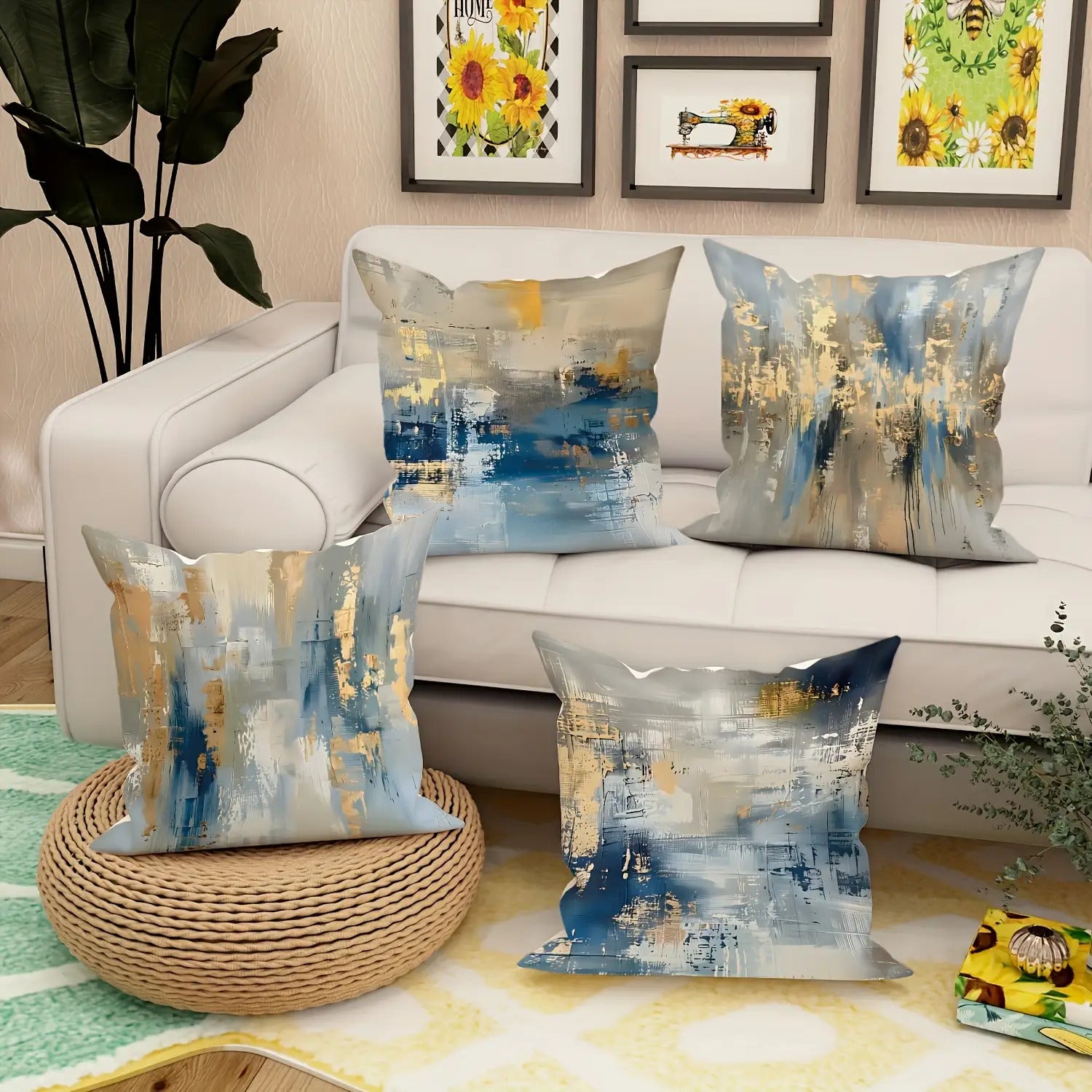 4pcs Modern Abstract Pattern Pillow Covers, Machine Washable, Zipper Closure, Polyester Fiber, Double-Sided Printed, Ideal for Car, Farmhouse, Bedroom, Living Room Sofa - Decorative Pillow Covers|Abstract Pattern Pillows|Polyester Fiber Pillows