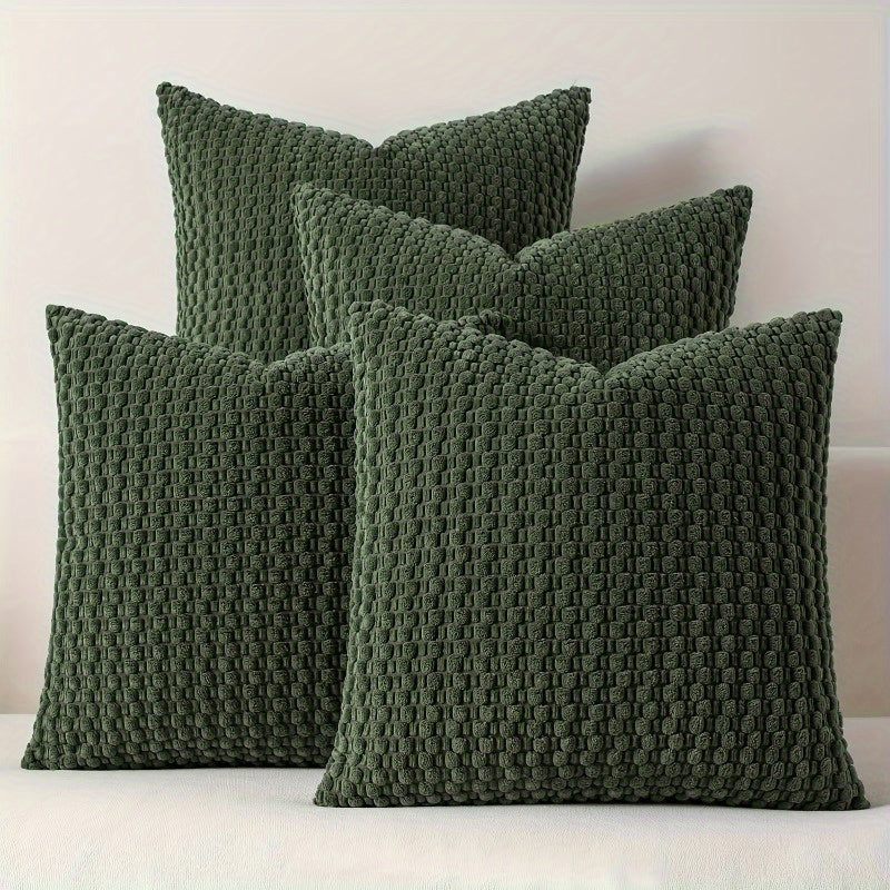 4 Soft Velvet Modern Double-sided Design Sofa Pillowcases, Office Chair Backrest Pillowcases, Bedside Cushion Covers, and Machine-washable Sofa and Bed Decorative Cushion Covers