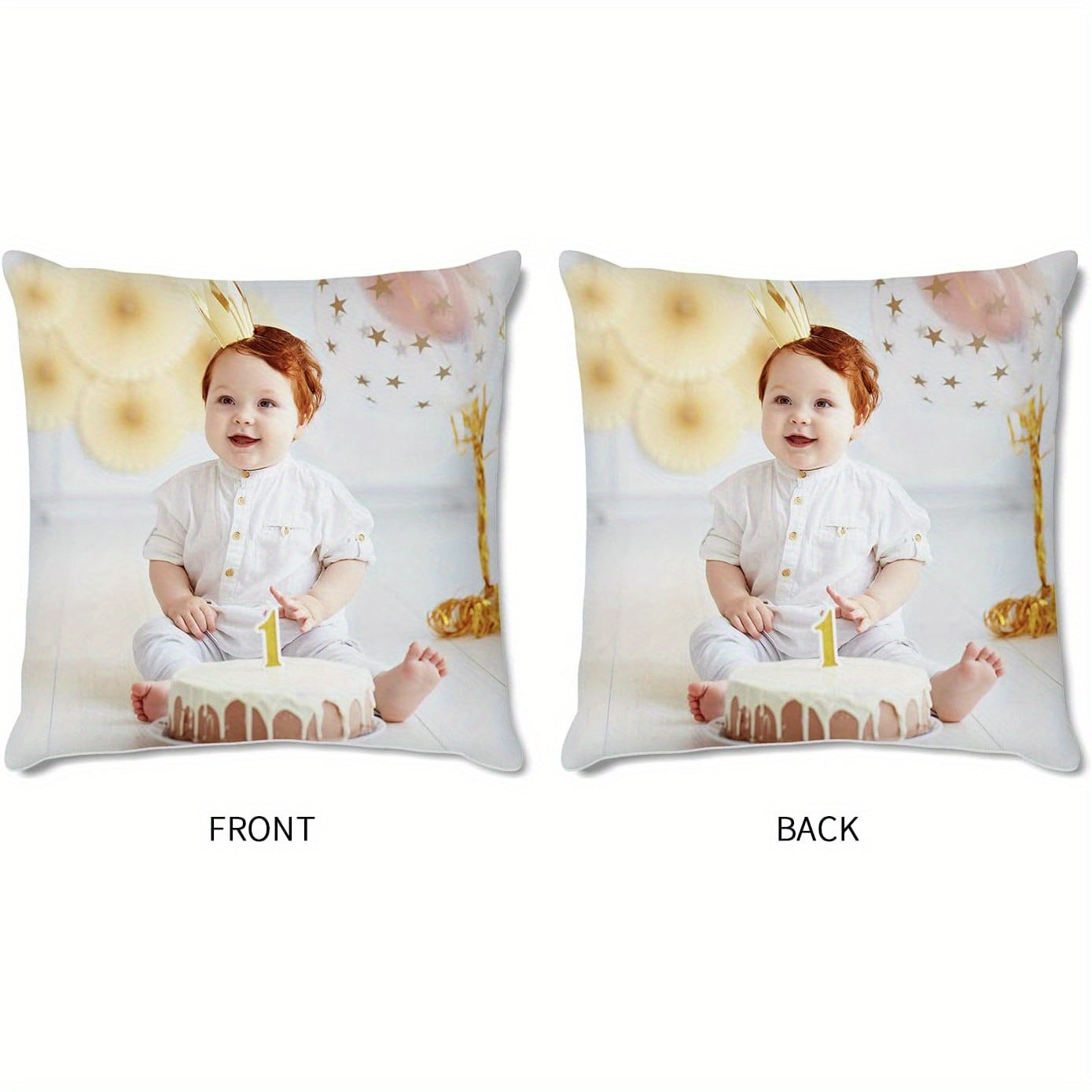1pc Personalized Photo Pillow - Custom Couple, Pet Portrait, or Text - Dual-Sided Printing with Matching Back - Valentine's, Anniversary, Birthday Gift - Removable Zipper Closure - Machine Washable Polyester Cushion Case - Fits 18x18 Inserts - Home Decor