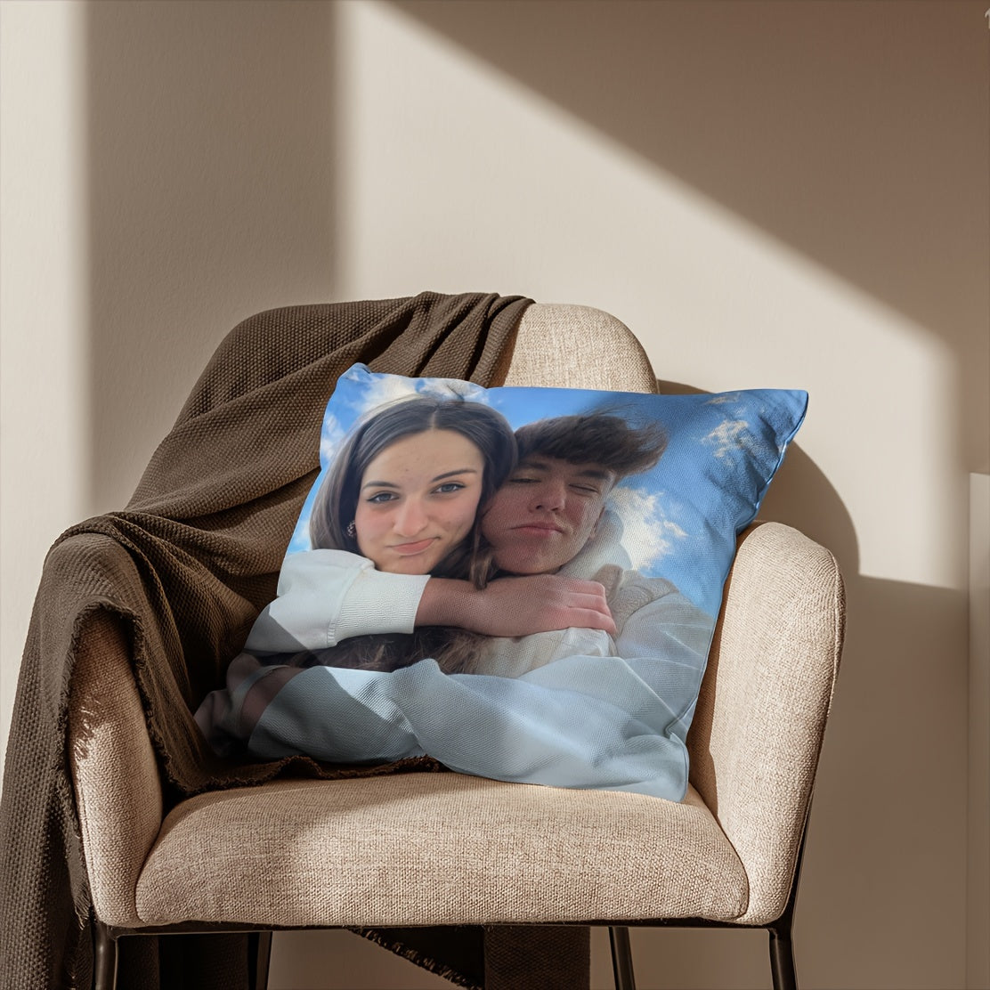 Double-Sided Custom Photo Pillow Cover - Double-Sided Printed Short Velvet, 18x18 Inches Modern Home Decor, Suitable for Sofa, Living Room, Bedroom - No Insert Included, Soft Fabric Decorative Cushion Cover, Gift Choice