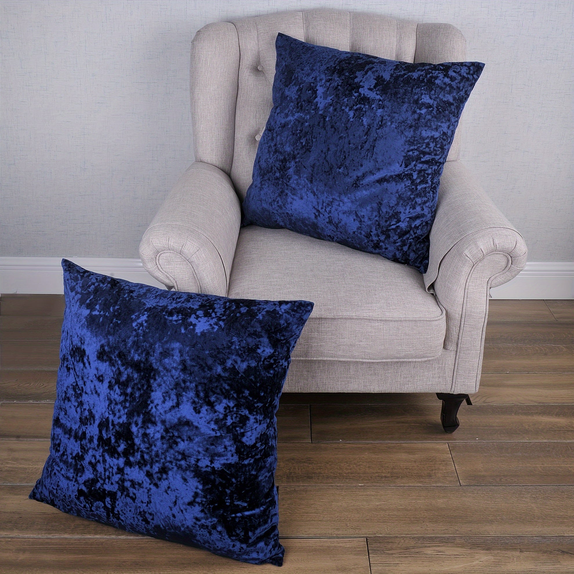 2pcs Crushed Velvet Fuzzy Soft Decorative Throw Pillow Covers Set with Double Sided (NO INSERT), Stylish Cushion Cover for Sofa Couch Chair Living Room Bedroom Decor