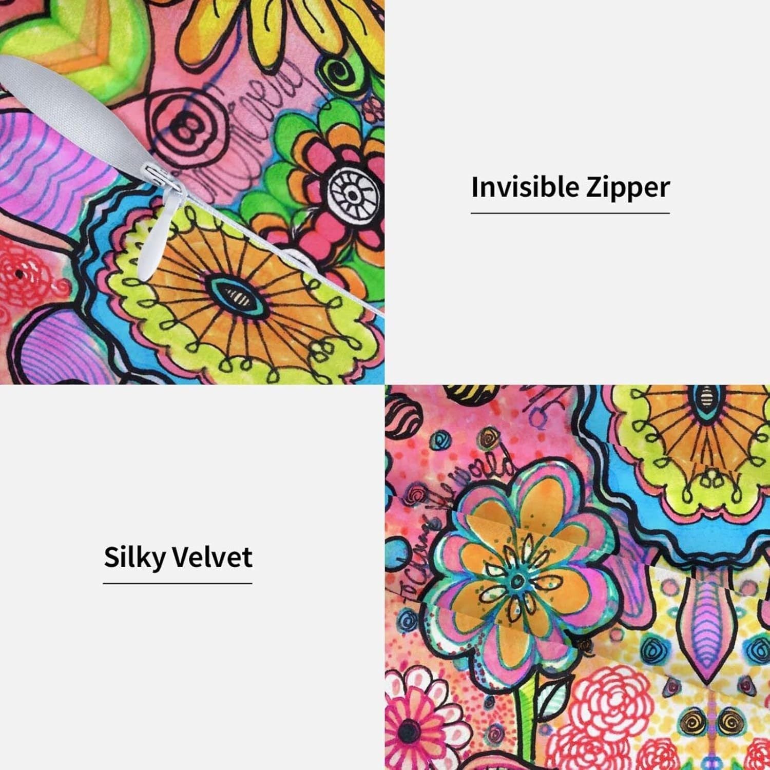 2pcs Artistic Floral Graffiti Throw Pillow Covers, Double-Sided Printed Square Pillow Covers for Sofa Bedroom Living Room Car Decoration, Holiday Decorations, Polyester, 18 X 18 Inches, No Pillow Core
