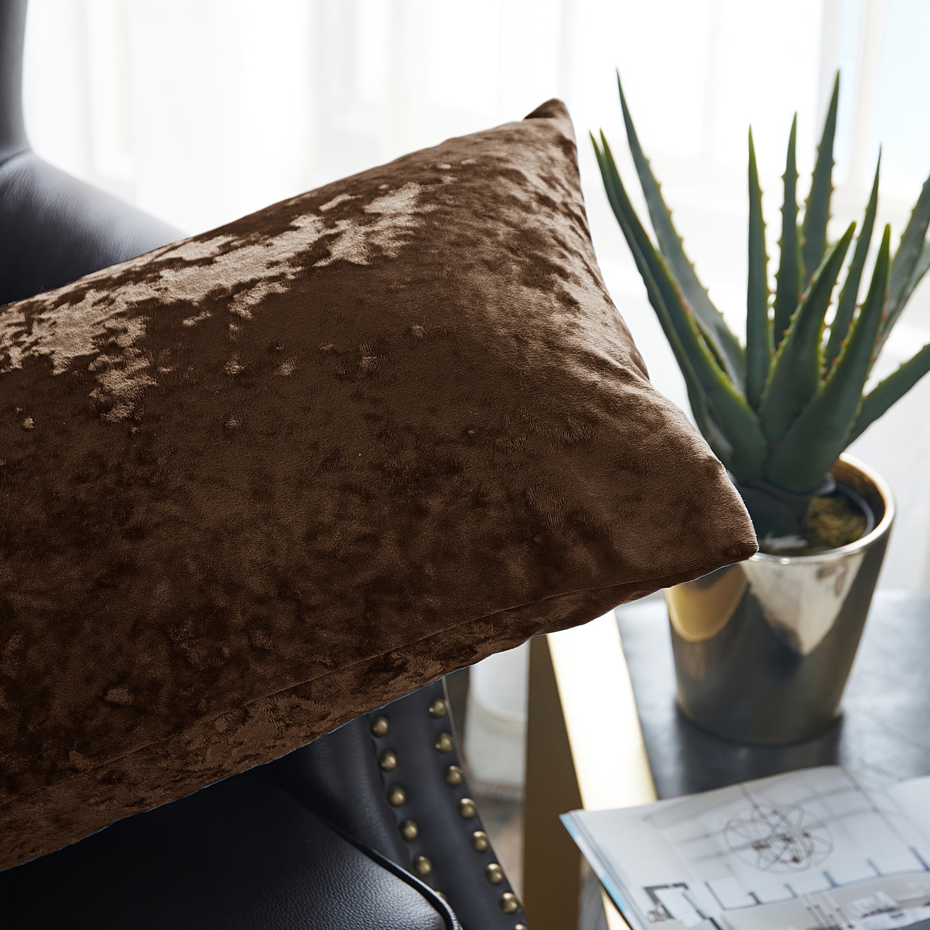 2pcs Crushed Velvet Fuzzy Soft Decorative Throw Pillow Covers Set with Double Sided (NO INSERT), Stylish Cushion Cover for Sofa Couch Chair Living Room Bedroom Decor