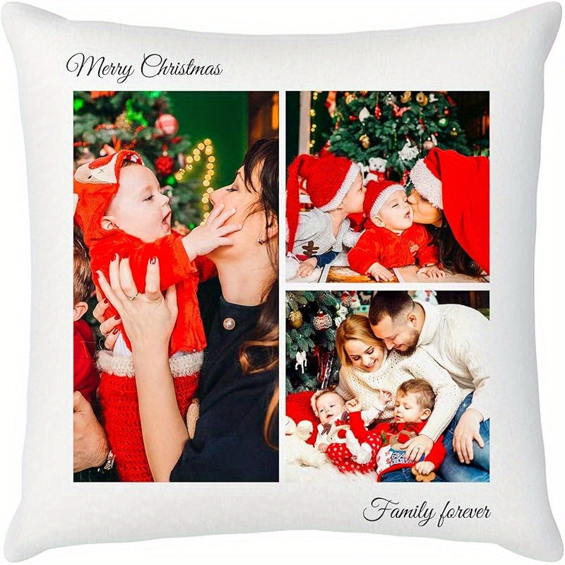 1pc Personalized Photo Pillow - Custom Couple, Pet Portrait, or Text - Dual-Sided Printing with Matching Back - Valentine's, Anniversary, Birthday Gift - Removable Zipper Closure - Machine Washable Polyester Cushion Case - Fits 18x18 Inserts - Home Decor