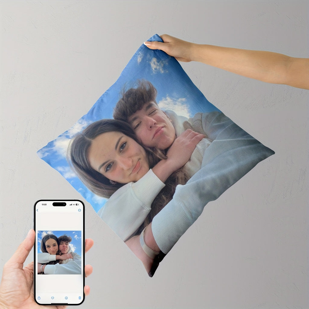 Double-Sided Custom Photo Pillow Cover - Double-Sided Printed Short Velvet, 18x18 Inches Modern Home Decor, Suitable for Sofa, Living Room, Bedroom - No Insert Included, Soft Fabric Decorative Cushion Cover, Gift Choice
