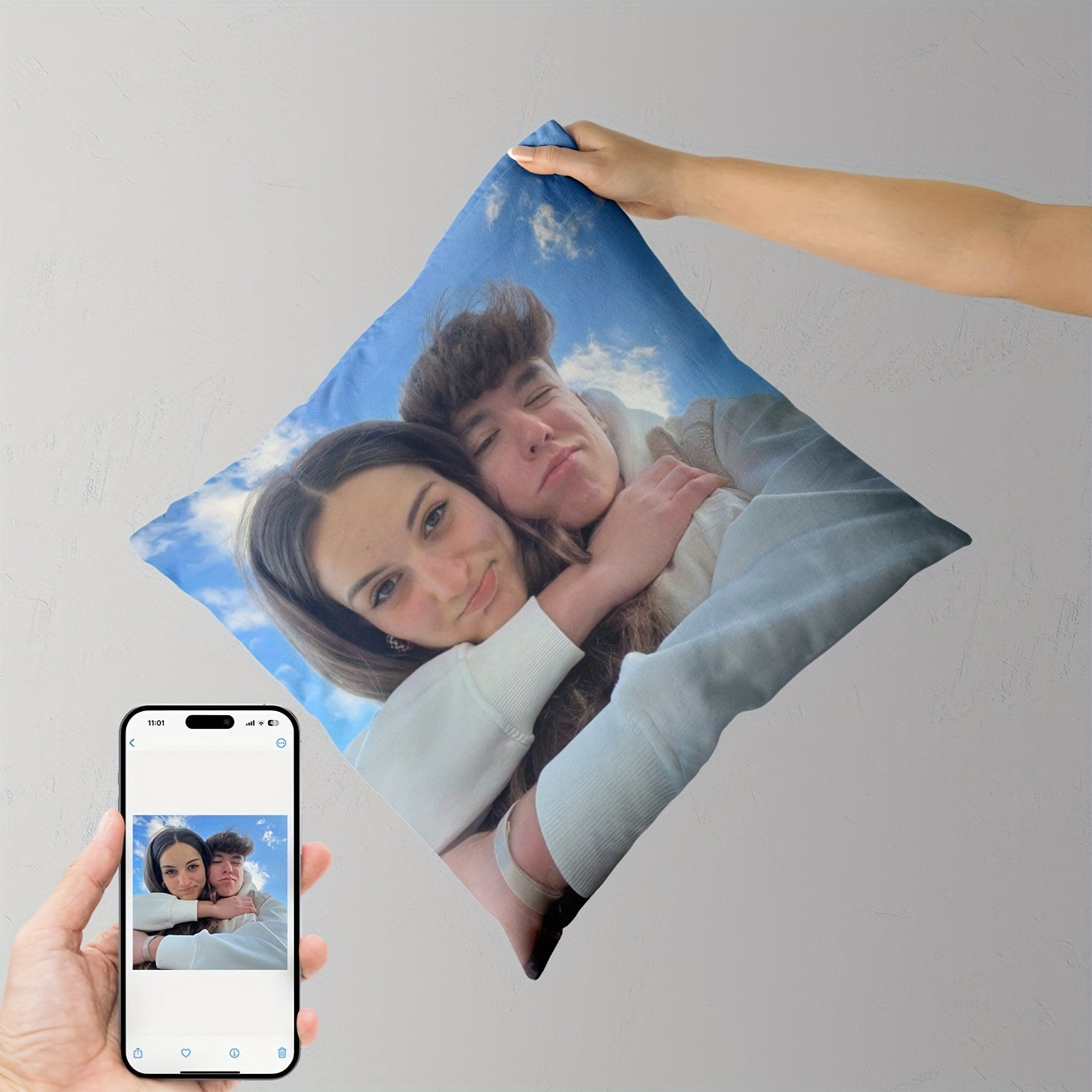 Double-Sided Custom Photo Pillow Cover - Double-Sided Printed Short Velvet, 18x18 Inches Modern Home Decor, Suitable for Sofa, Living Room, Bedroom - No Insert Included, Soft Fabric Decorative Cushion Cover, Gift Choice