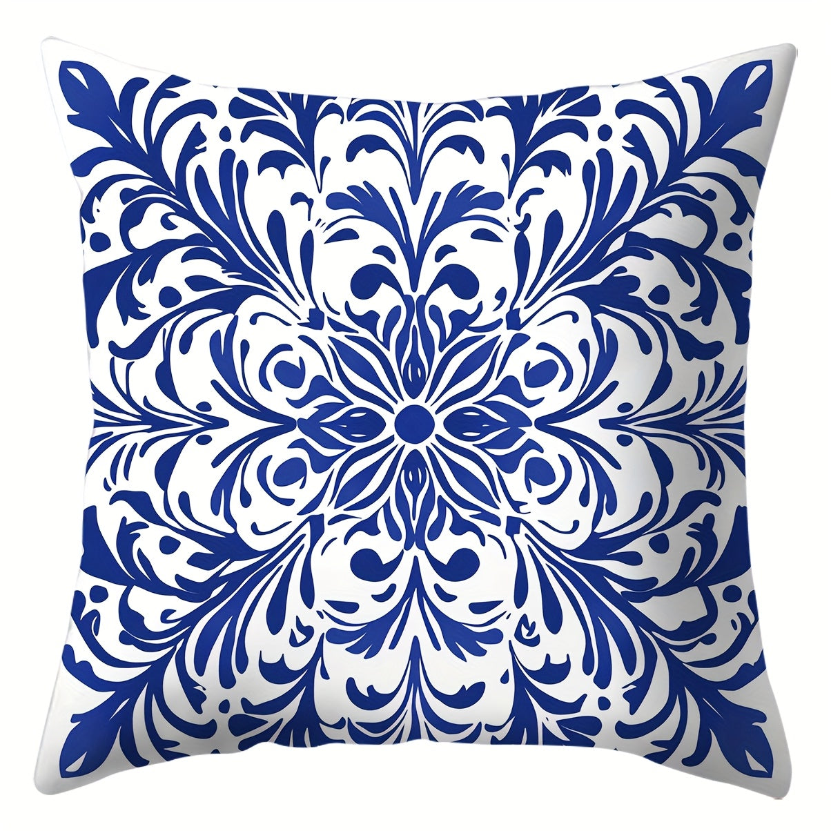 4pcs, blue and white porcelain style, geometric pattern pillowcases, warm and comfortable, beautiful and practical, 17.72 inches * 17.72 inches, suitable for home sofa decoration, home accessories, bedroom zipper pillowcases (double-sided printin