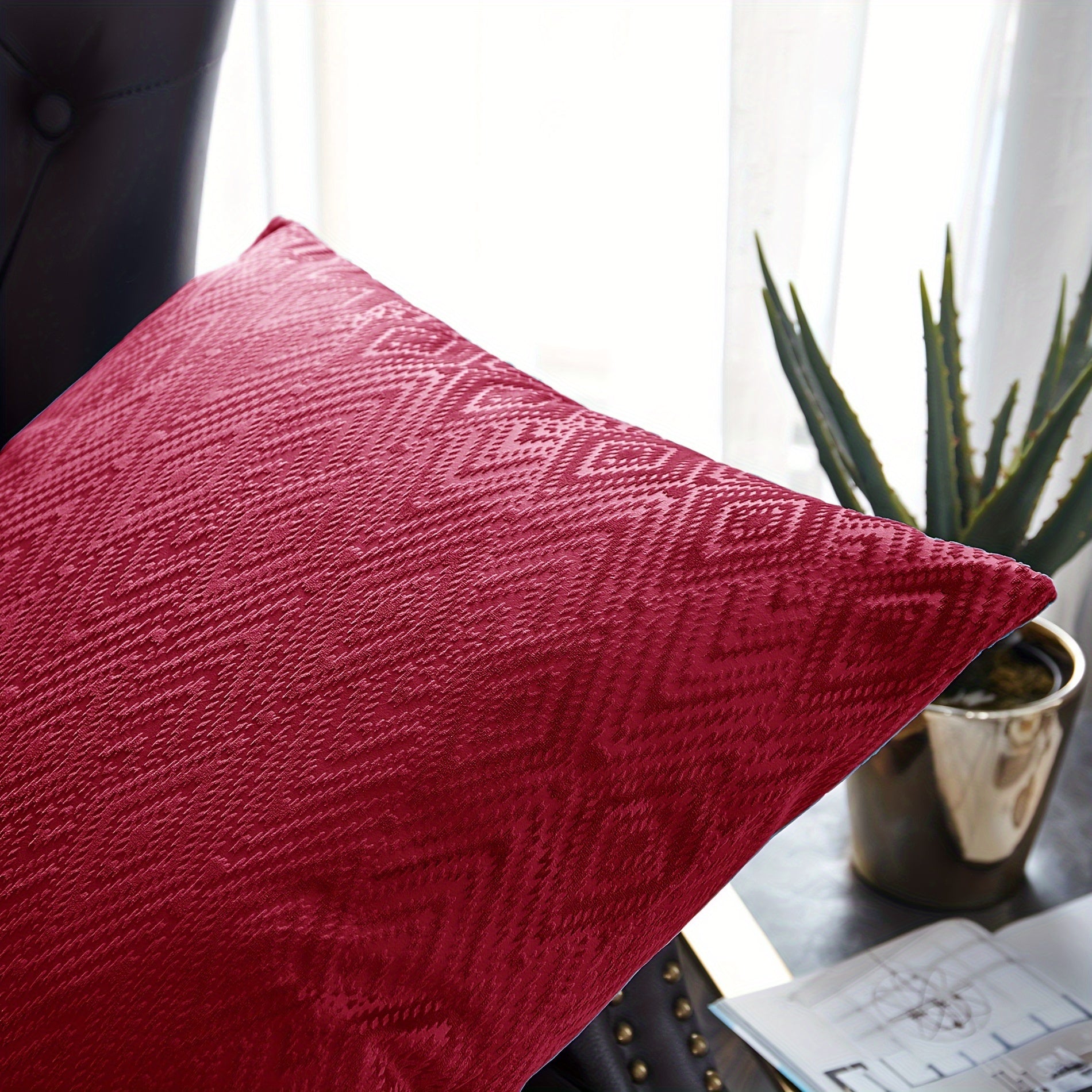 2pcs Ikat Velvet Soft Decorative Throw Pillow Covers Set with Double Sided (NO INSERT), Stylish Cushion Cover for Sofa Couch Chair Living Room Bedroom Decor