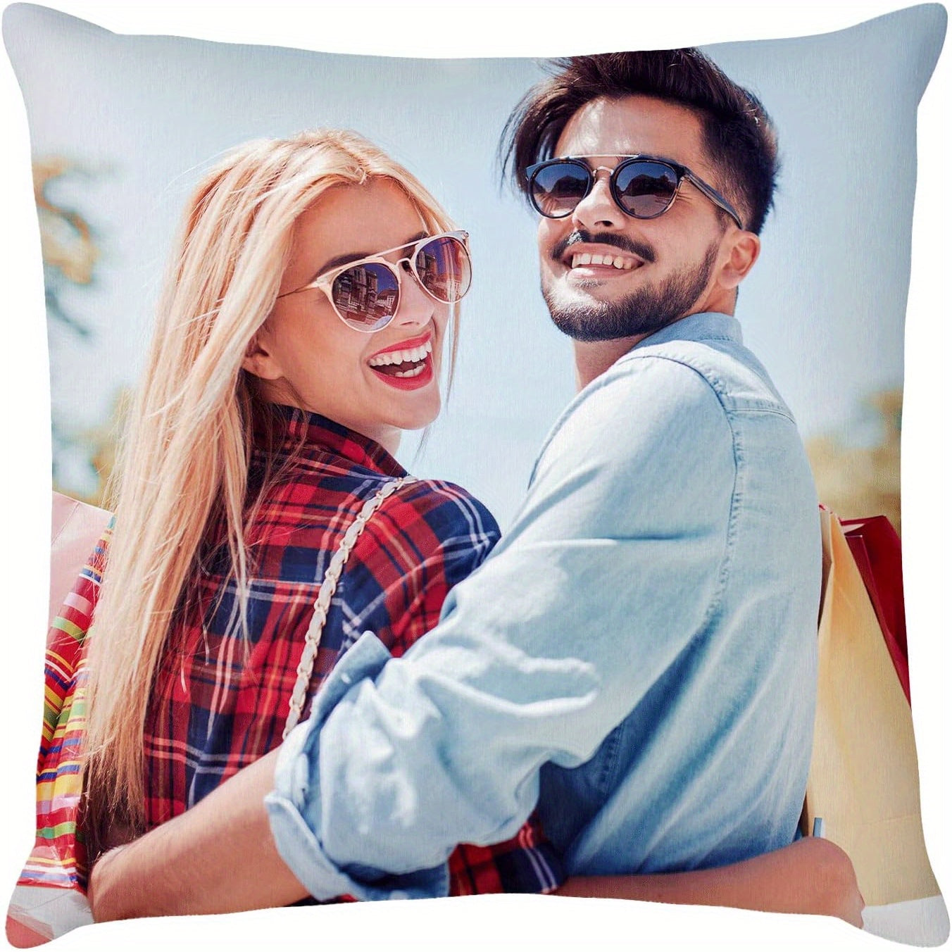 1pc Personalized Photo Pillow - Custom Couple, Pet Portrait, or Text - Dual-Sided Printing with Matching Back - Valentine's, Anniversary, Birthday Gift - Removable Zipper Closure - Machine Washable Polyester Cushion Case - Fits 18x18 Inserts - Home Decor