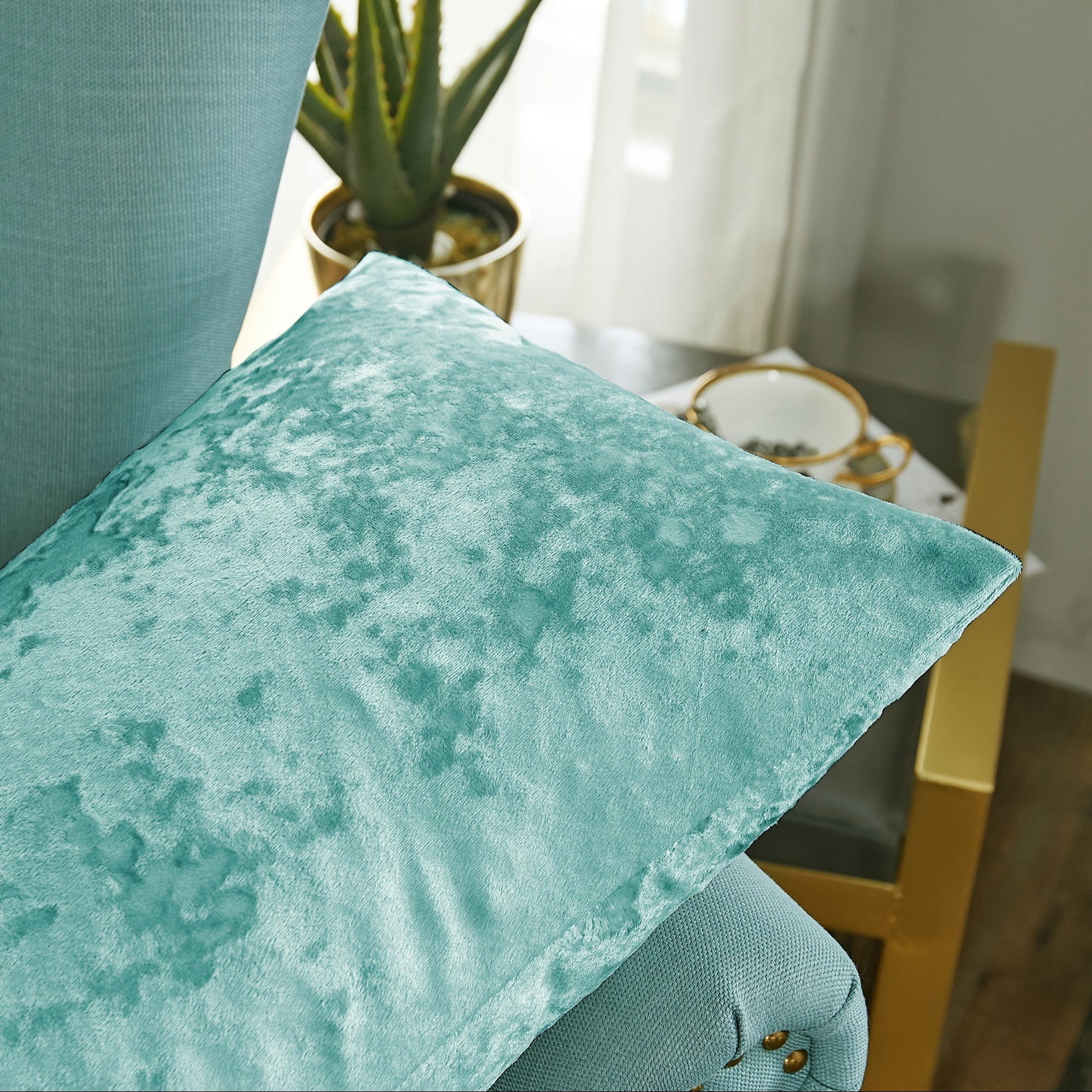 2pcs Crushed Velvet Fuzzy Soft Decorative Throw Pillow Covers Set with Double Sided (NO INSERT), Stylish Cushion Cover for Sofa Couch Chair Living Room Bedroom Decor