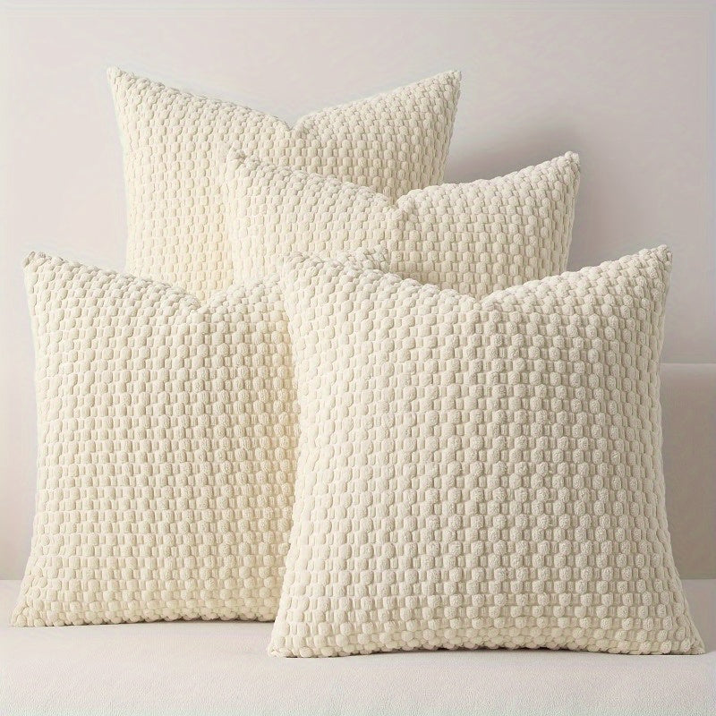 4 Soft Velvet Modern Double-sided Design Sofa Pillowcases, Office Chair Backrest Pillowcases, Bedside Cushion Covers, and Machine-washable Sofa and Bed Decorative Cushion Covers
