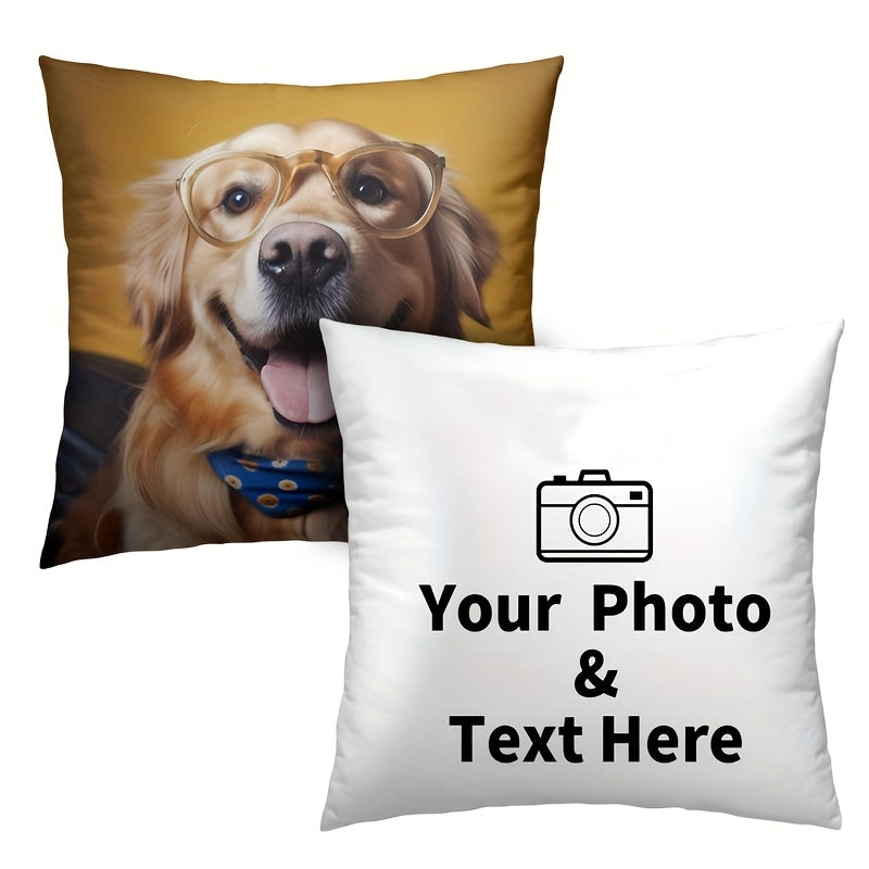 [Custom Pet Pillow] 1pc Custom Double-Sided Personalized Pillowcase | Cat & Dog Photo Print, Industrial Style Home Decor, Machine Washable Zipper Closure | Unique Gift for Pet Lovers, Anniversary, Birthday, Valentine's Day