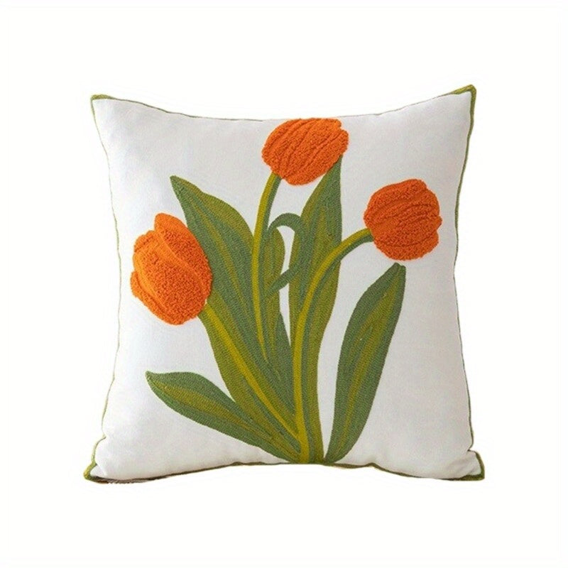 4 Pack Floral Embroidered Throw Pillow Covers - Double-Sided Printed Polyester Pillowcases with Zipper Closure, 4 Unique Vibrant Floral Patterns, Machine Washable for Living Room, Bedroom, Sofa Decor, Embroidered Pillow Covers, Home Decor, Contemporary