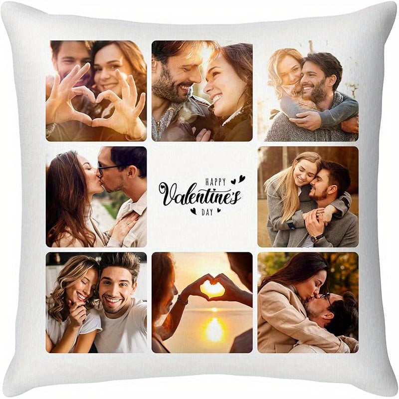1pc Personalized Photo Pillow - Custom Couple, Pet Portrait, or Text - Dual-Sided Printing with Matching Back - Valentine's, Anniversary, Birthday Gift - Removable Zipper Closure - Machine Washable Polyester Cushion Case - Fits 18x18 Inserts - Home Decor