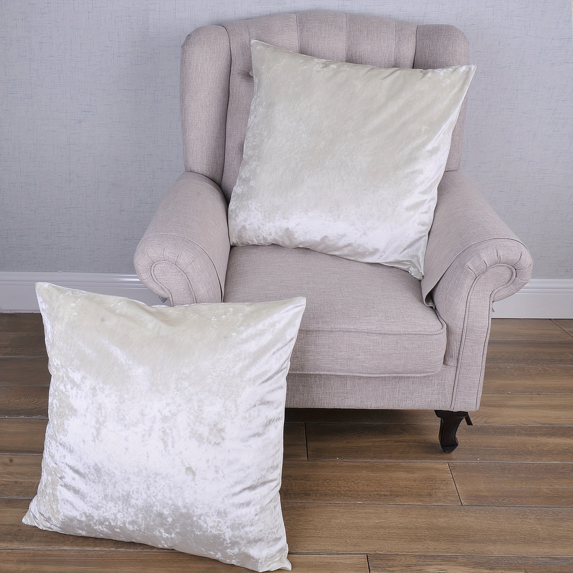 2pcs Crushed Velvet Fuzzy Soft Decorative Throw Pillow Covers Set with Double Sided (NO INSERT), Stylish Cushion Cover for Sofa Couch Chair Living Room Bedroom Decor