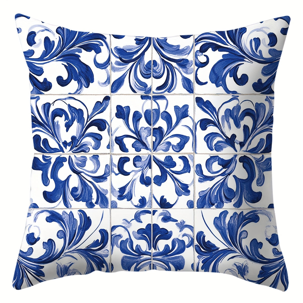 4pcs, blue and white porcelain style, geometric pattern pillowcases, warm and comfortable, beautiful and practical, 17.72 inches * 17.72 inches, suitable for home sofa decoration, home accessories, bedroom zipper pillowcases (double-sided printin
