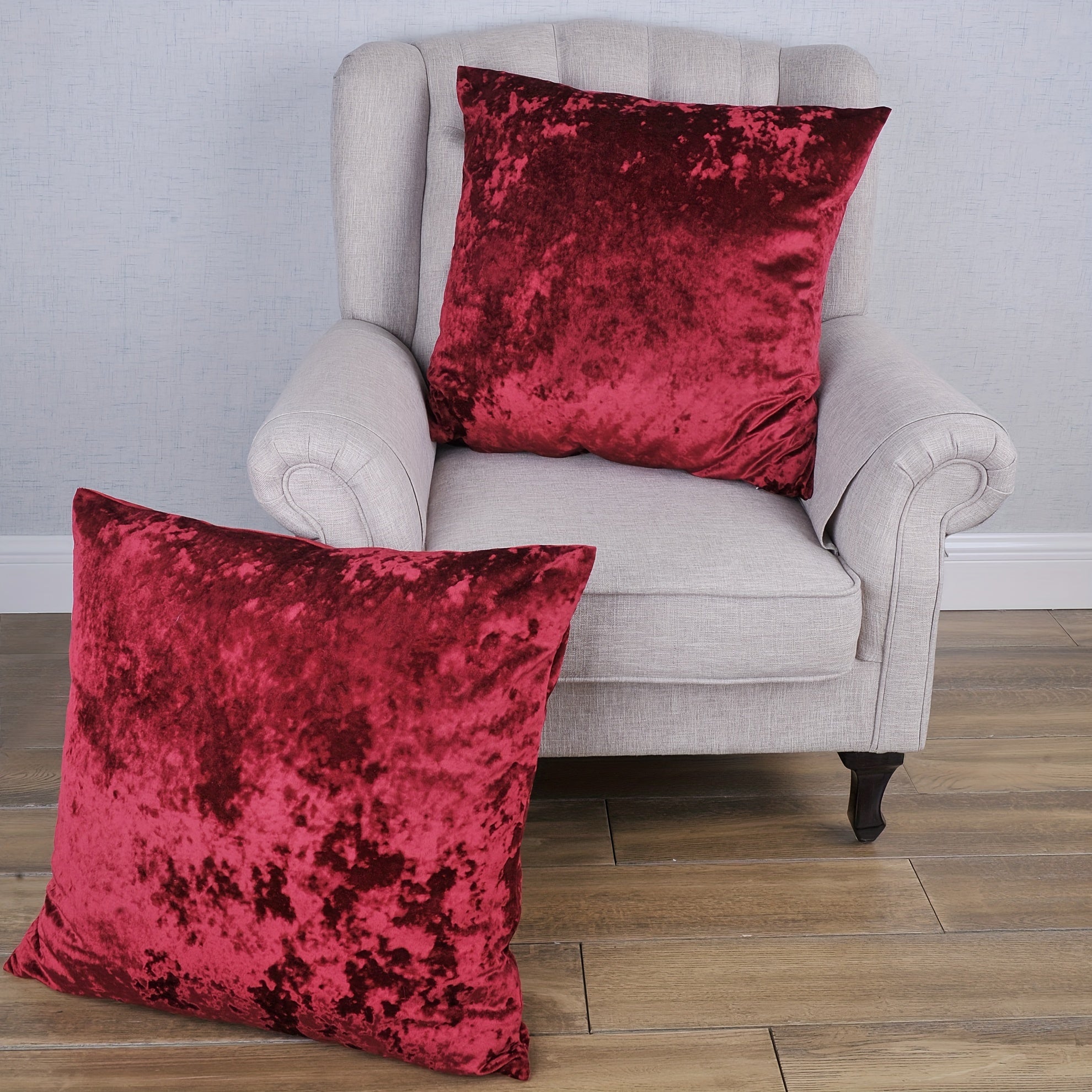 2pcs Crushed Velvet Fuzzy Soft Decorative Throw Pillow Covers Set with Double Sided (NO INSERT), Stylish Cushion Cover for Sofa Couch Chair Living Room Bedroom Decor