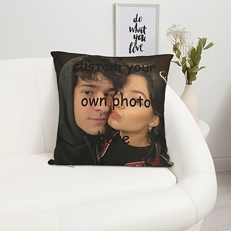 Custom Photo Pillow Cover - Dual-Sided Printing, Personalized Gift for Father's Day, Mother's Day, Christmas, Valentine's - Machine Washable Home Decor with Your Own Picture (No Insert Included), Decorative Pillow Covers, Thoughtful Present, Traditional