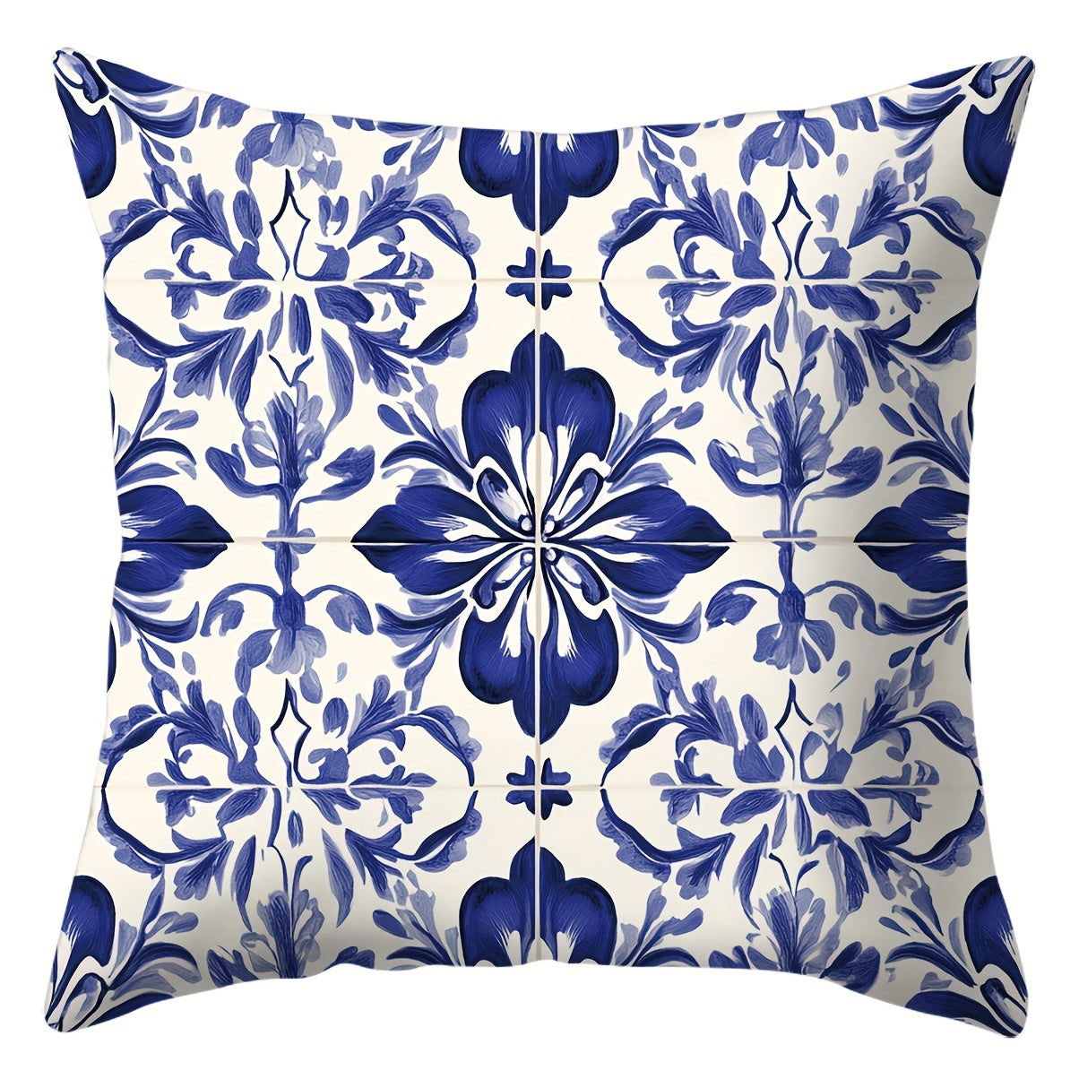 4pcs, blue and white porcelain style, geometric pattern pillowcases, warm and comfortable, beautiful and practical, 17.72 inches * 17.72 inches, suitable for home sofa decoration, home accessories, bedroom zipper pillowcases (double-sided printin