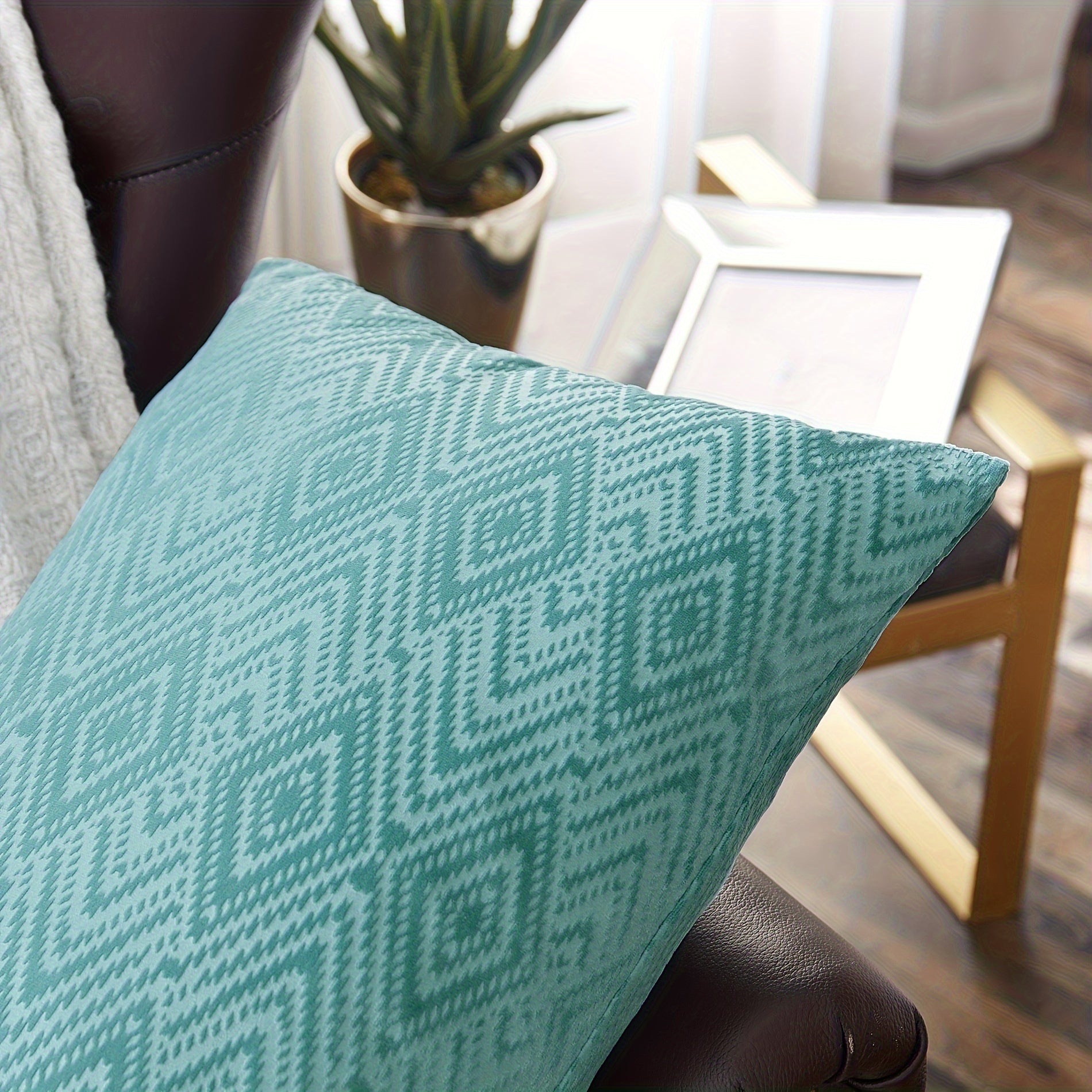 2pcs Ikat Velvet Soft Decorative Throw Pillow Covers Set with Double Sided (NO INSERT), Stylish Cushion Cover for Sofa Couch Chair Living Room Bedroom Decor