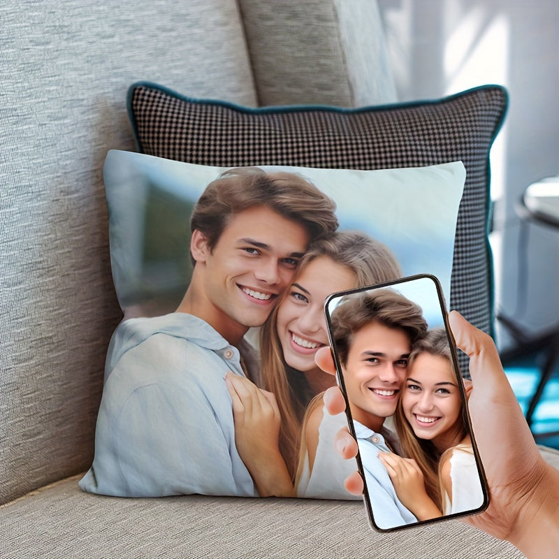 Large Custom Couple Pillow Cover - DIY Personalized Sofa Cushion Case, Modern Minimalist Design, Dual-Sided Print, No Insert Included, Polyester Fabric, Unique Home Decor for Halloween and Christmas Gifts, Pillows Decorative for Couch, Cushion Pillow,