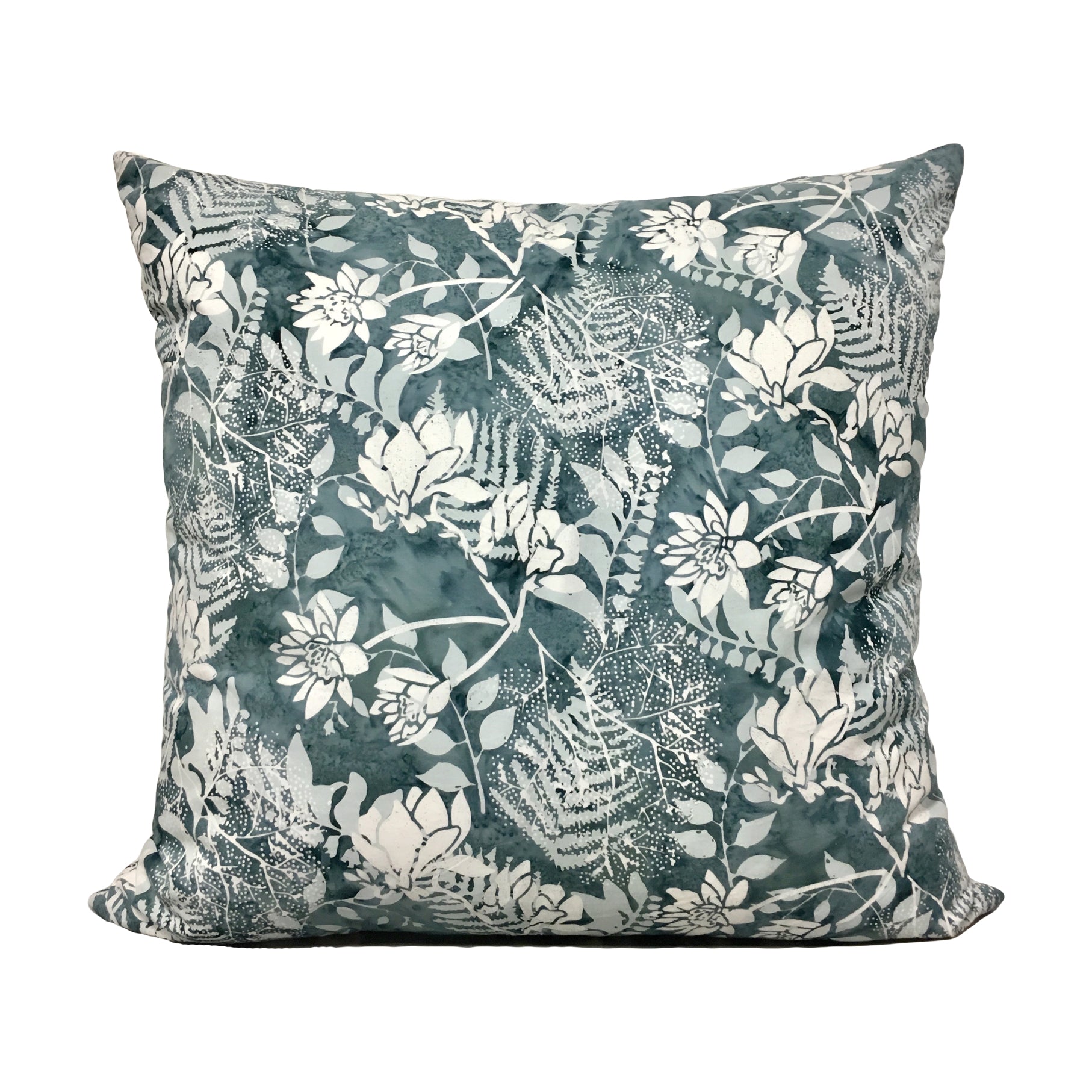 Foliage Batik Cool Grey Throw Pillow 20x20