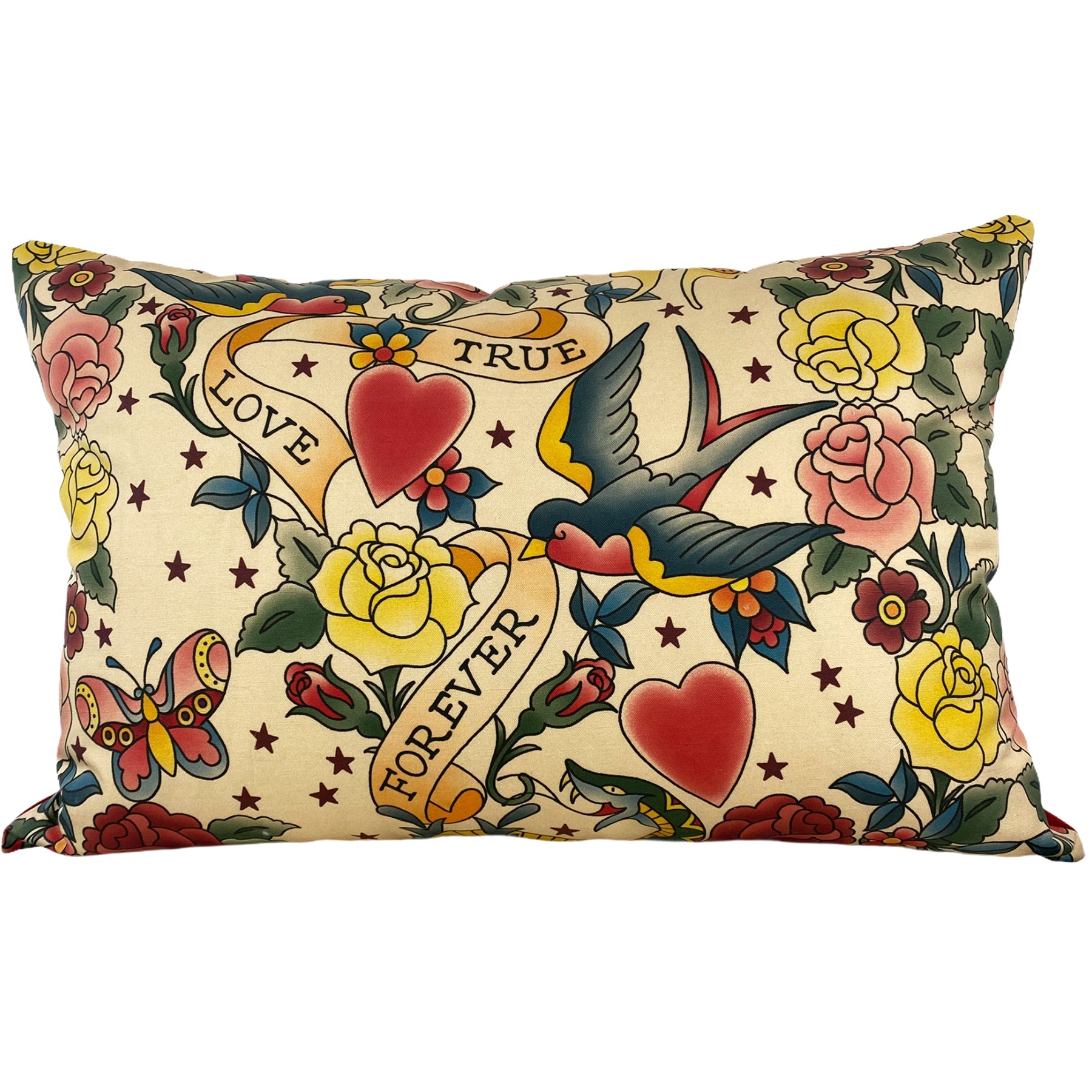 True Love Forever Tattoo Throw Pillow 17x25"